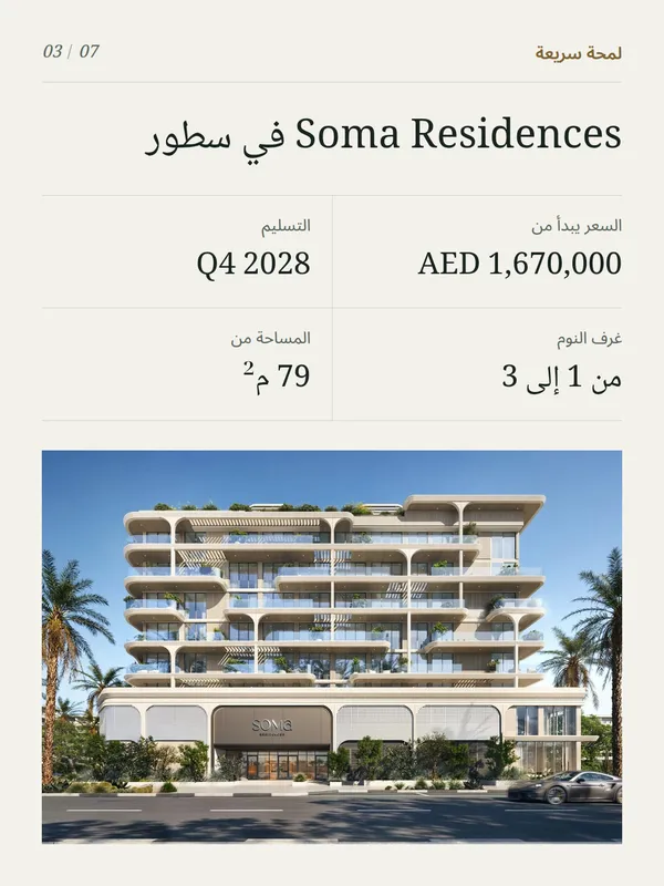 الشريحة 3 من 7 في عرض دوّار نموذجي لمشروع Soma Residences