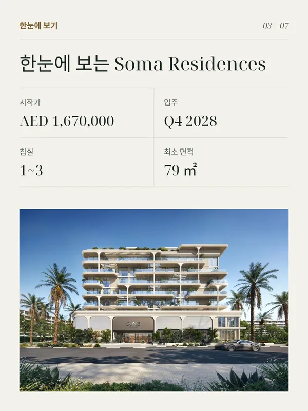 Soma Residences 캐러셀 예시, 7장 중 3번째 슬라이드