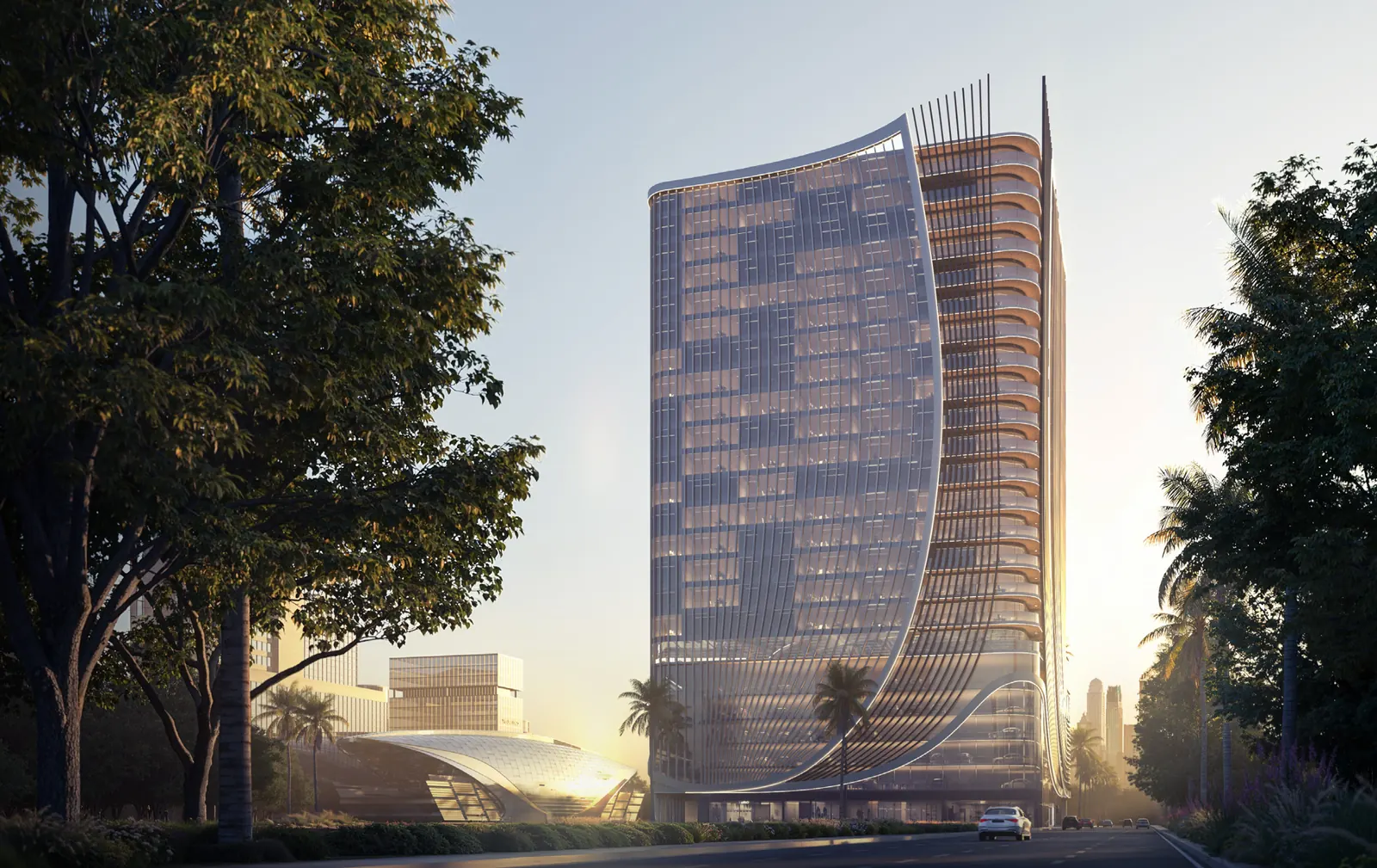 SAMANA Business Hub — the tower from the road