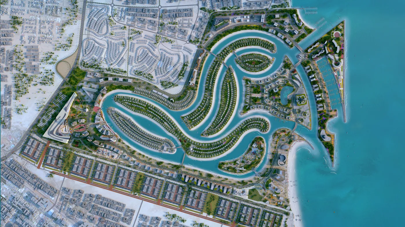 Aerial plan of the channels between the islands — Ajmal Makan City