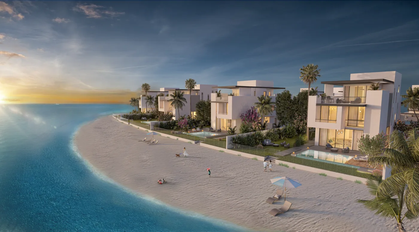 Occupied villas on the Sun Island shoreline