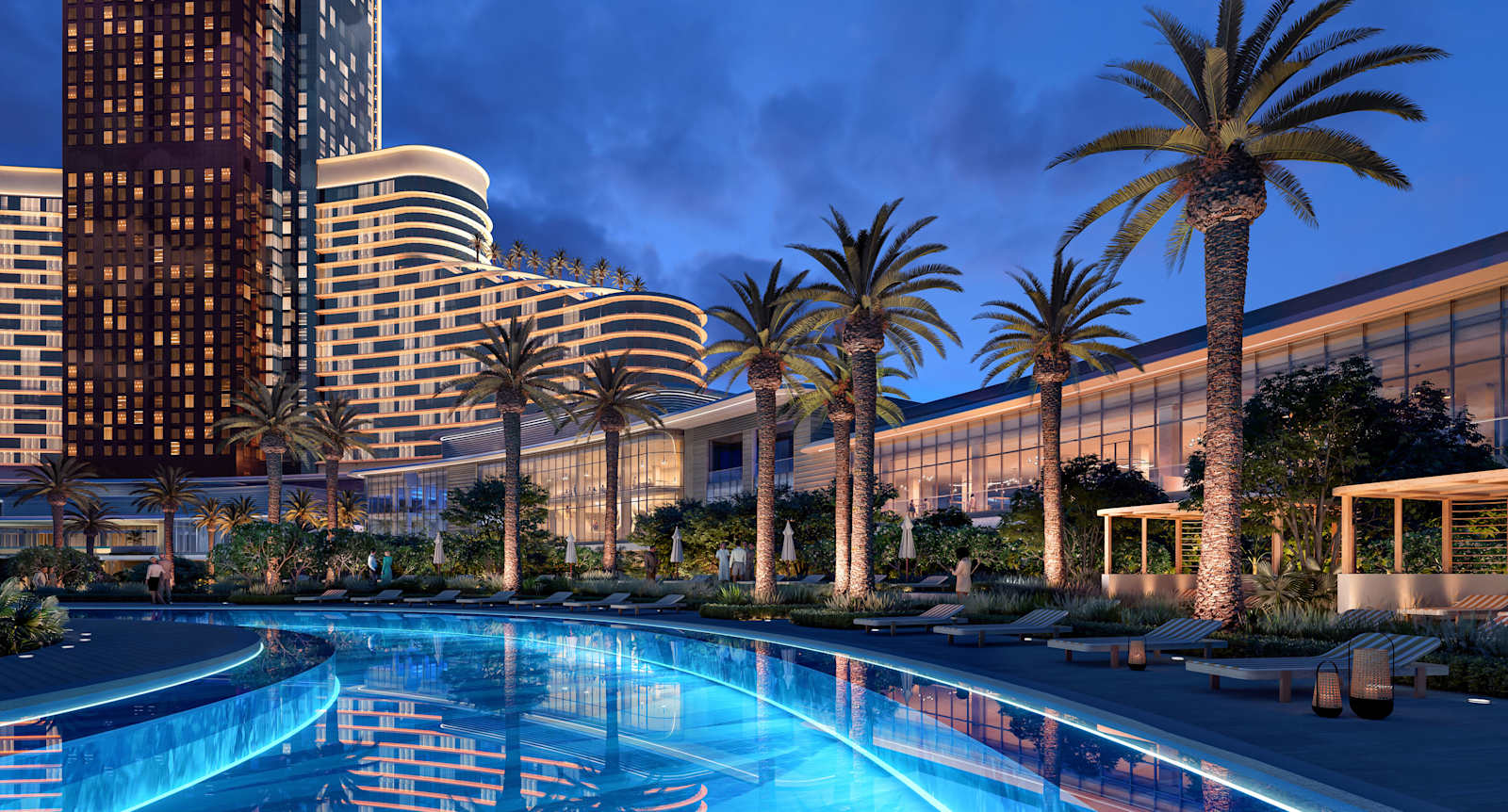 Wynn Al Marjan Island — pool deck facing the sea