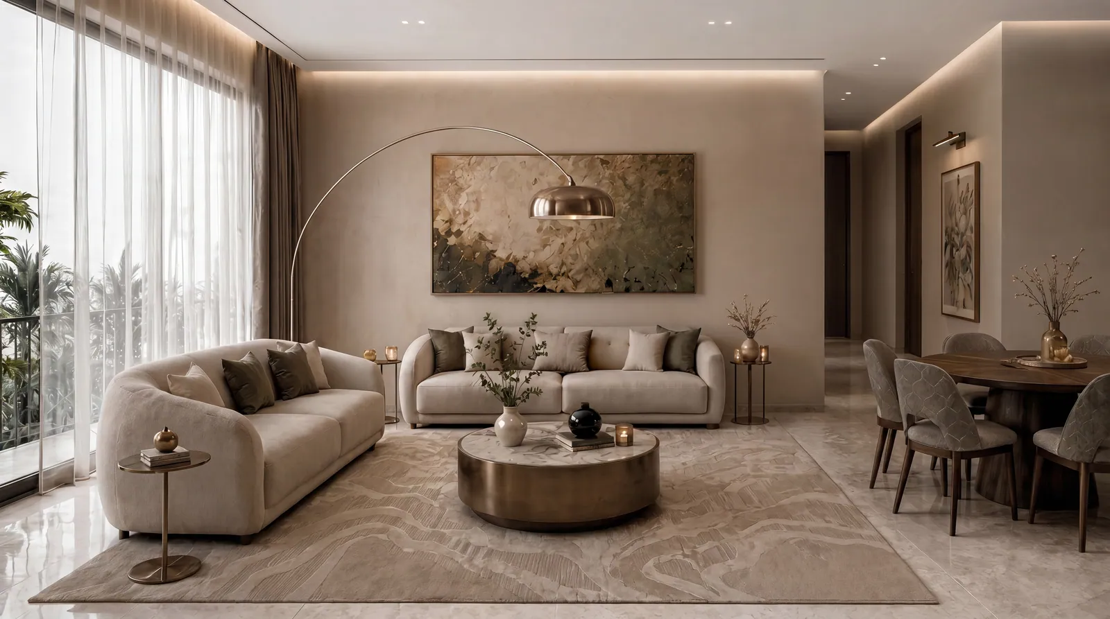 Wohnzimmer-Interieur in den Padel Living Residences von DarGlobal, Dschidda